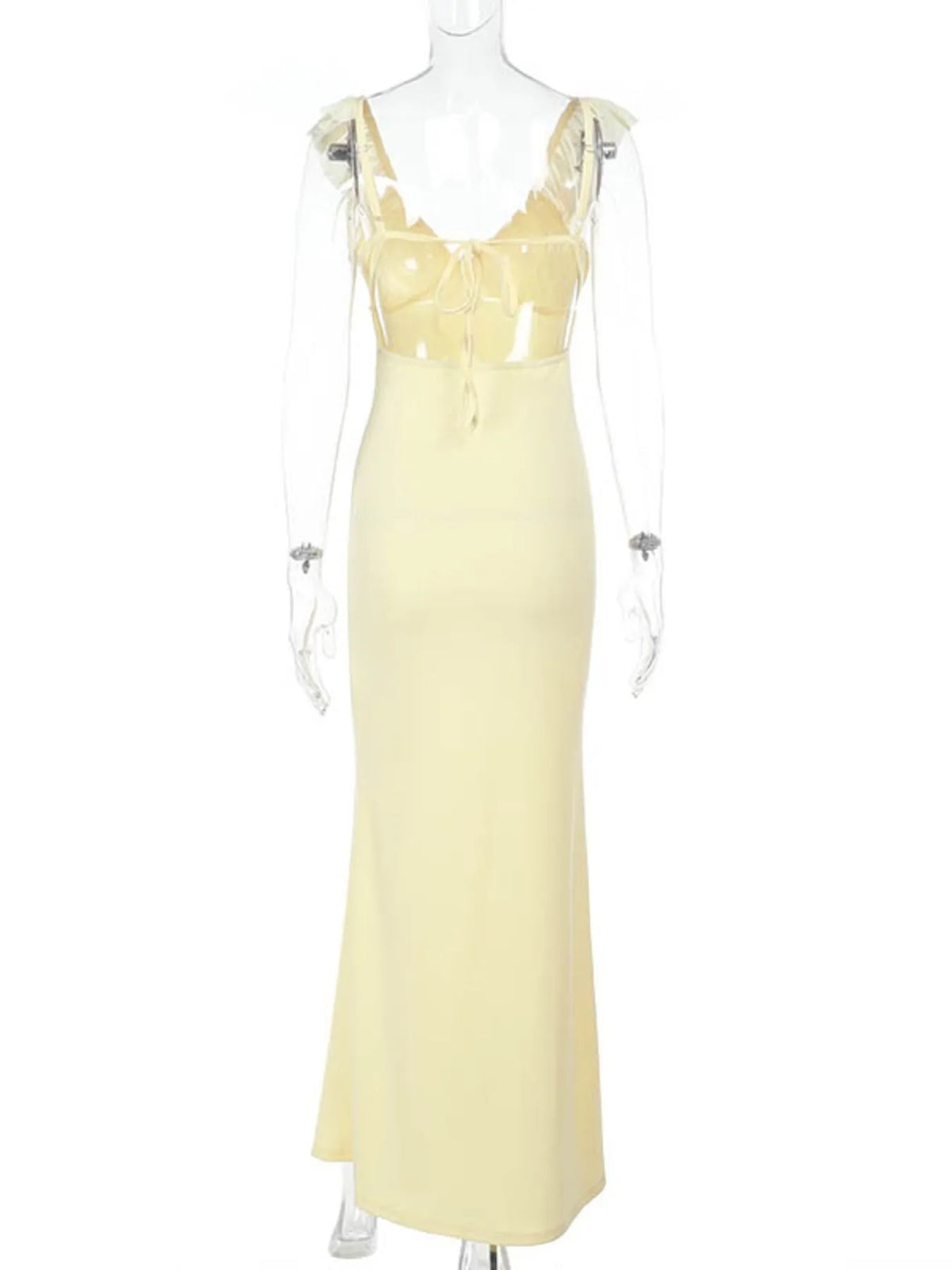 Ruffled V-Neck Sleeveless Maxi Dress - Ladyez