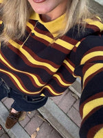 Striped Polo Collar Knit Sweater