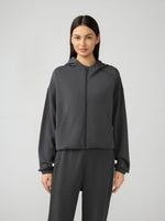 Millennia Zip Up Dropped Shouder Active Hooded - Ladyez