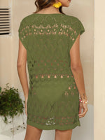 Openwork Round Neck Cover-Up - Ladyez