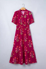Floral Print Short Sleeve Midi Dress