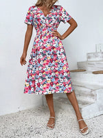 Printed Short Sleeve Midi Dress
