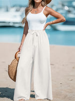 Full Size Drawstring Waist Wide Leg Pants Plus Size