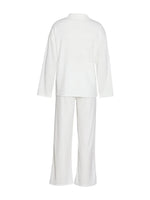 Collared Neck Long Sleeve Top and Drawstring Pants Set