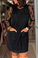 Corduroy Patch Pocket Sleeveless Mini Dress