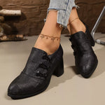 Woven Texture Button Decor Pumps