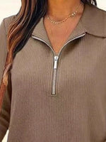 Half Zip Long Sleeve Knit Top
