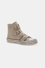 Beast Fashion Multi-Buckle Straps Studded Platform Sneakers - Ladyez