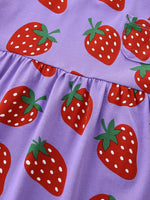 Children's Strawberry Print Short Sleeve Dress