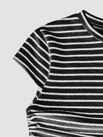 Striped Crop Top and Wide Leg Pants Set