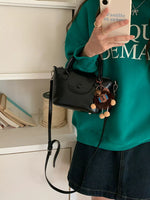 Two-Tone Flap Decor Crossbody Bag with Charm