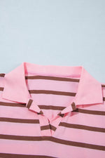 Stripe Striped Long Sleeve Collar Shift Top