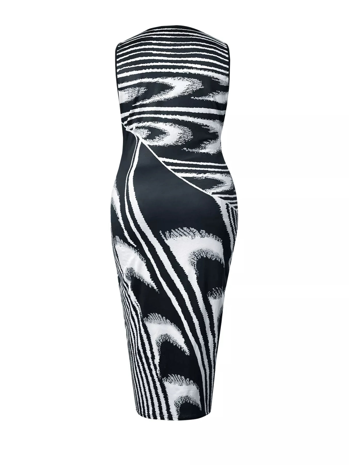 Plus Size Sleeveless Bodycon Maxi Dress with Abstract Print