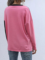Color Block Casual Round Neck Sweatshirt