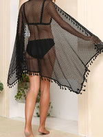 Tassel Openwork Open Front Cover-Up - Ladyez