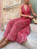 Tiered Halter Neck Maxi Dress