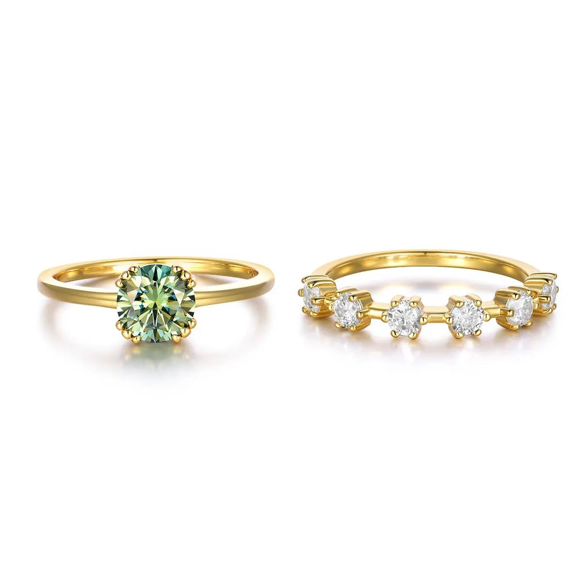 1 Carat Moissanite 925 Sterling Silver 2pcs Ring Set - Ladyez