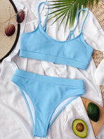 Scoop Neck Spaghetti Strap Two-Piece Swim Set - Ladyez
