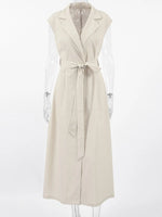 Tie Waist Cap Sleeve Maxi Dress - Ladyez