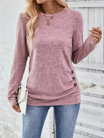 Casual Decor Button Long Sleeve T-Shirt