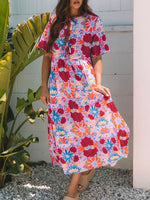 Floral Print Tie Front Midi Dress