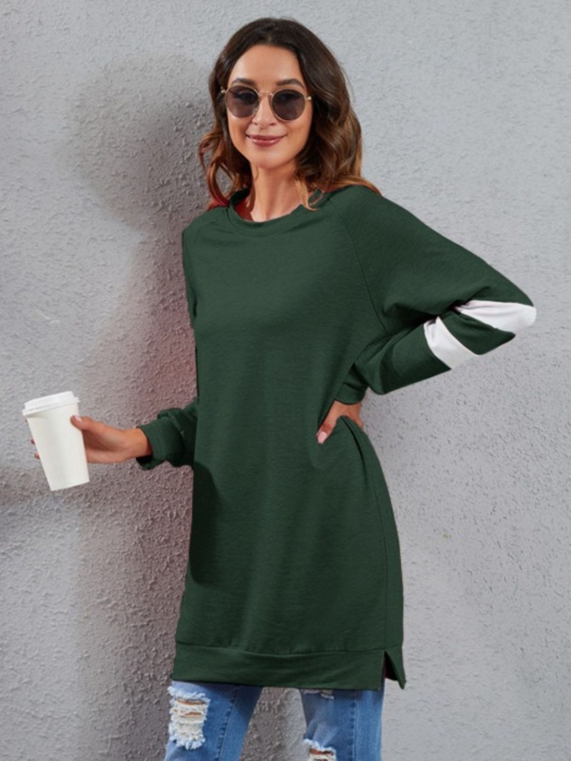 Full Size Striped Round Neck Long Sleeve T-Shirt - Ladyez