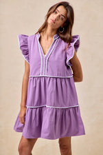 BiBi Gameday Theme Contrast Binding Ruffled Dress