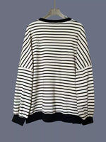 Striped Button Detail Casual Sweatshirt