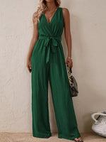 Sleeveless Tie Waist Wide Leg Jumpsuit
