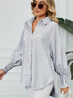 Striped Collared Neck Long Sleeve Shirt