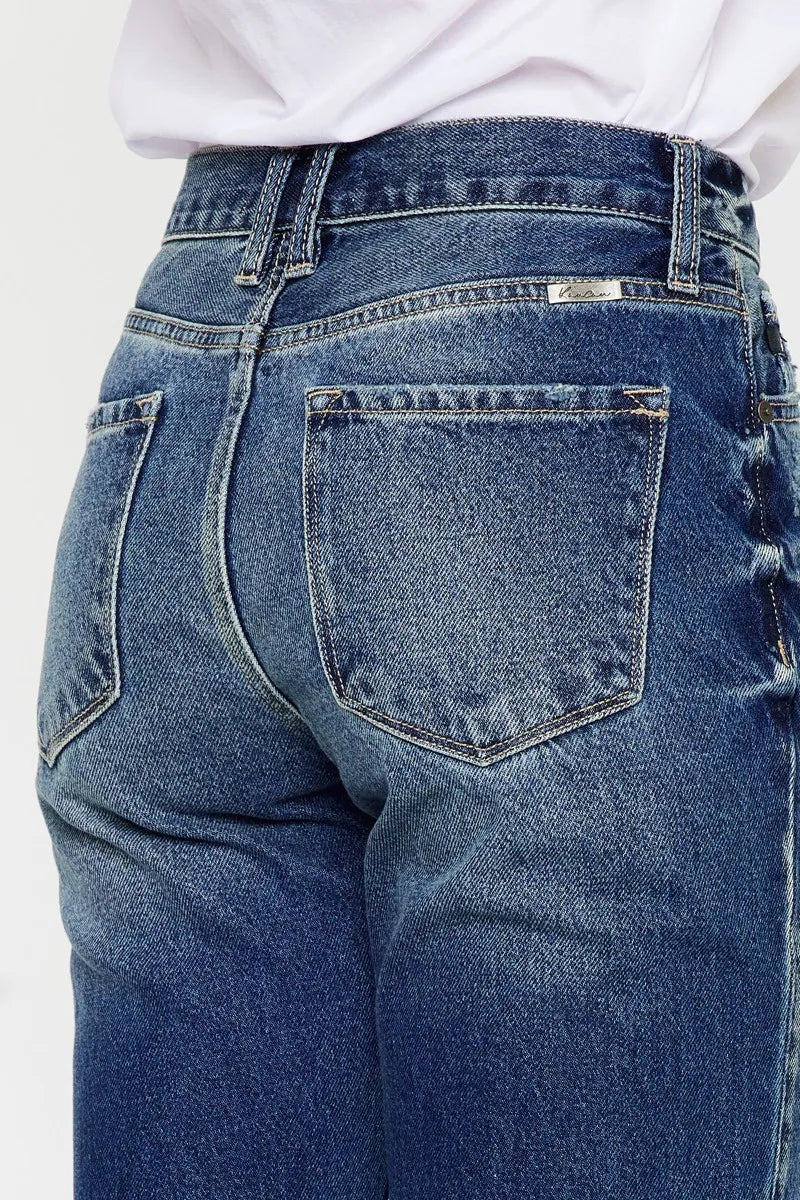 Kancan High Rise Distressed Mom Fit Jeans - Ladyez