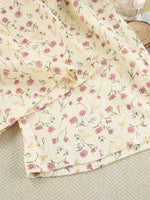 Floral Print Button-Down Top and Pants Lounge Set