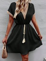 V-Neck Short Sleeve Mini Dress