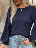 Waffle Knit Round Neck Top