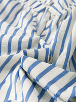 Stripe Knotted Sleeve Notched Shift Mini Dress