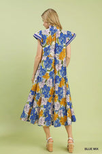 Umgee Mix Bold Floral Tiered Midi Dress