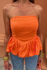 Smocked Back Bubble Hem Tube Top