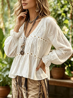 Floral V-Neck Flounce Sleeve Peplum Blouse