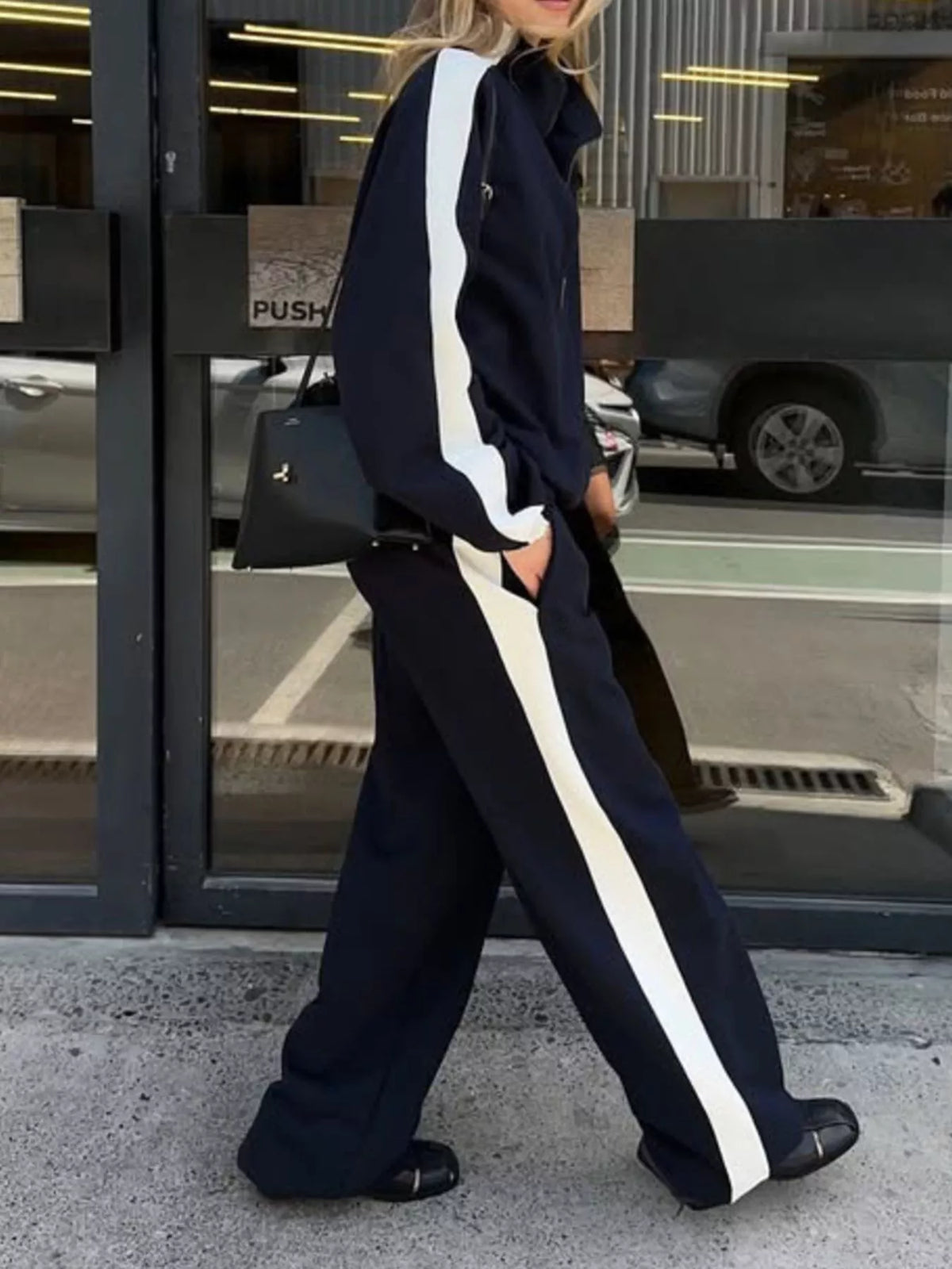 Zip Up Long Sleeve Outerwear and Pants Set
