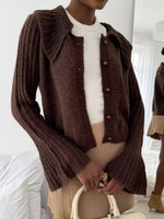Button Up Flare Sleeve Cardigan