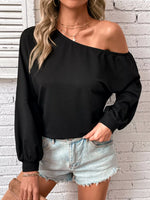 One-Shoulder Long Sleeve Casual Sweatshirt