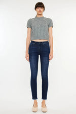 Kancan High-Rise Slim Fit Raw Hem Ankle Jeans - Ladyez