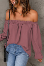 Frill Off-Shoulder Flounce Sleeve Blouse - Ladyez