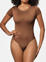 Full Size Round Neck Short Sleeve Bodysuit - Ladyez