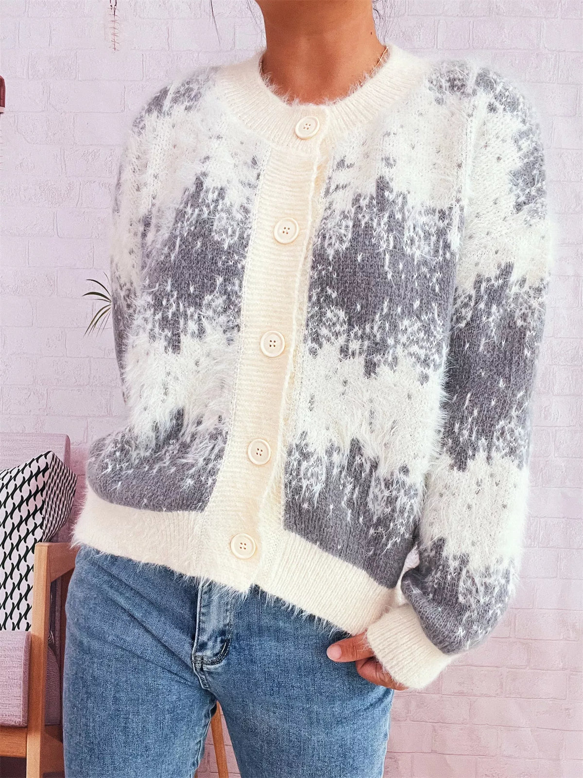 Ribbed Hem Button Up Cardigan