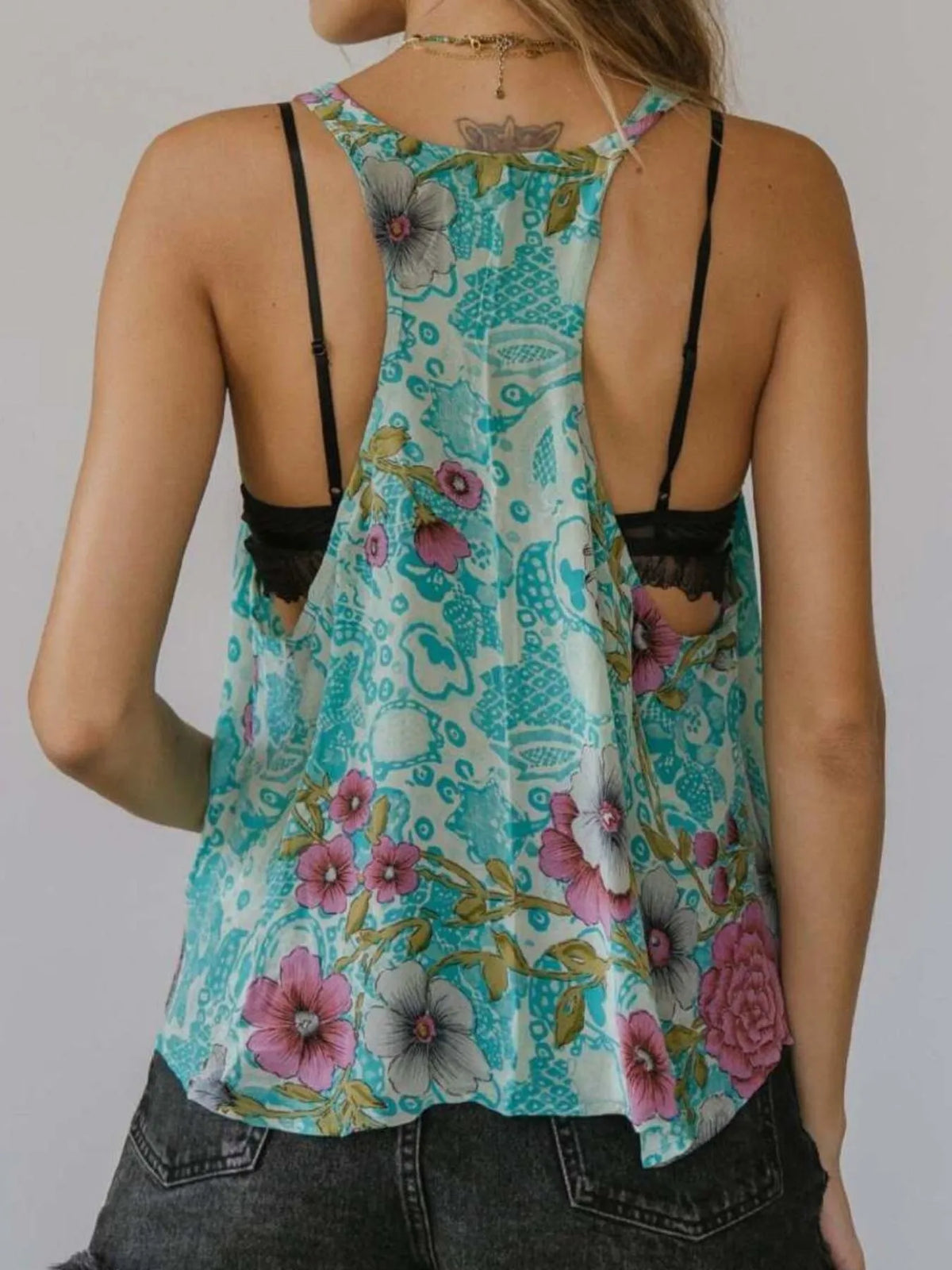 Printed Scoop Neck Tank - Ladyez