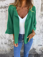 Full Size Open Front 3/4 Sleeve Casual Cardigan Plus Size