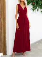 Surplice Neck Sleeveless Maxi Dress - Ladyez