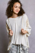 POL Short Sleeve Hoodie Top with Lace Detail