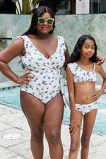 Marina West Swim Float On Ruffle Faux Wrap One-Piece in Daisy Cream - Ladyez